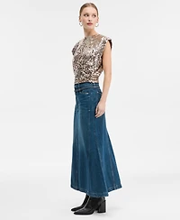Boss Orange Women's Flared Denim Maxi Skirt