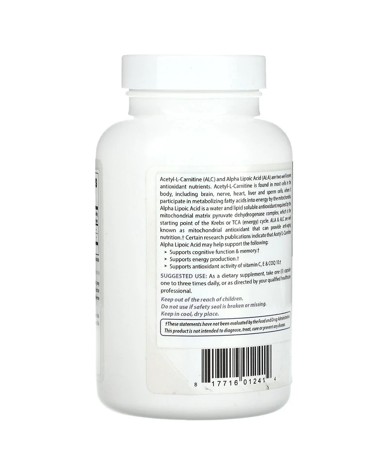 Best Naturals Acetyl L-Carnitine Alpha Lipoic Acid 750 mg