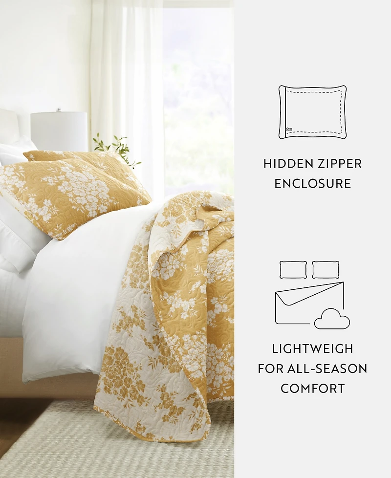 ienjoy Home Distressed Bouquet Reversible 3-Pc. Quilt Set, King/California King