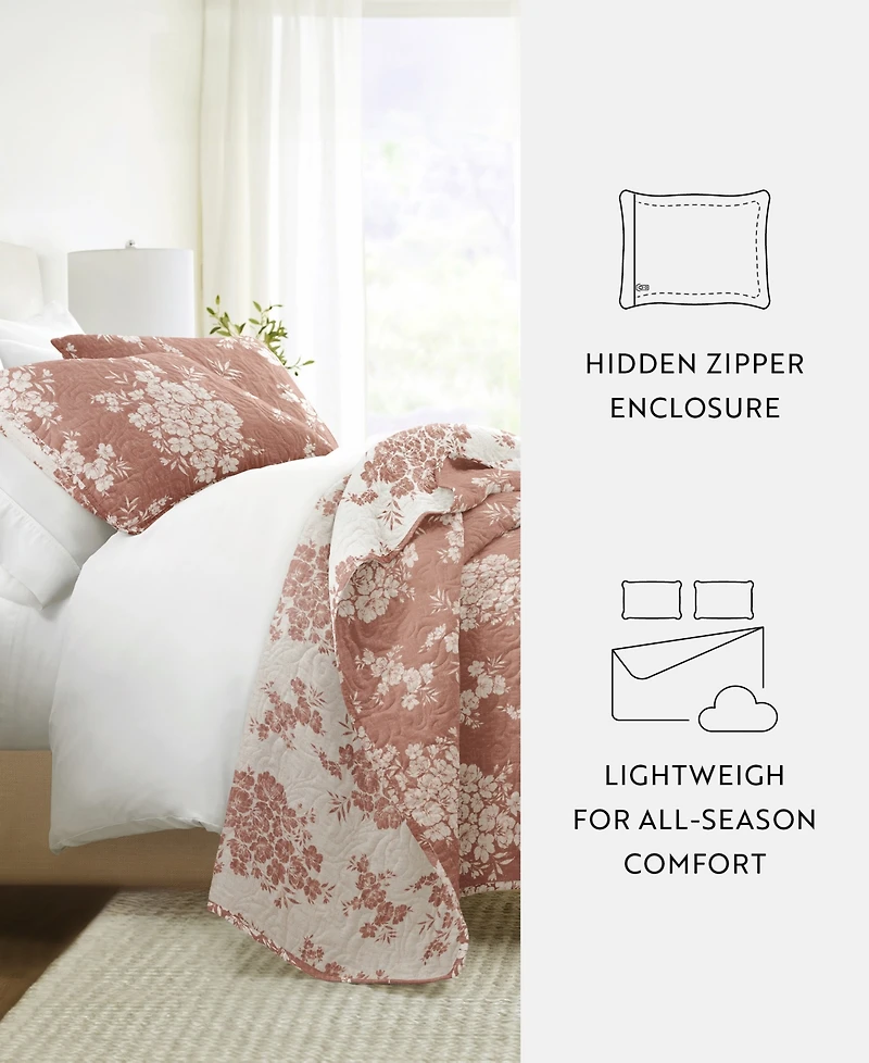ienjoy Home Distressed Bouquet Reversible 3-Pc. Quilt Set, King/California King
