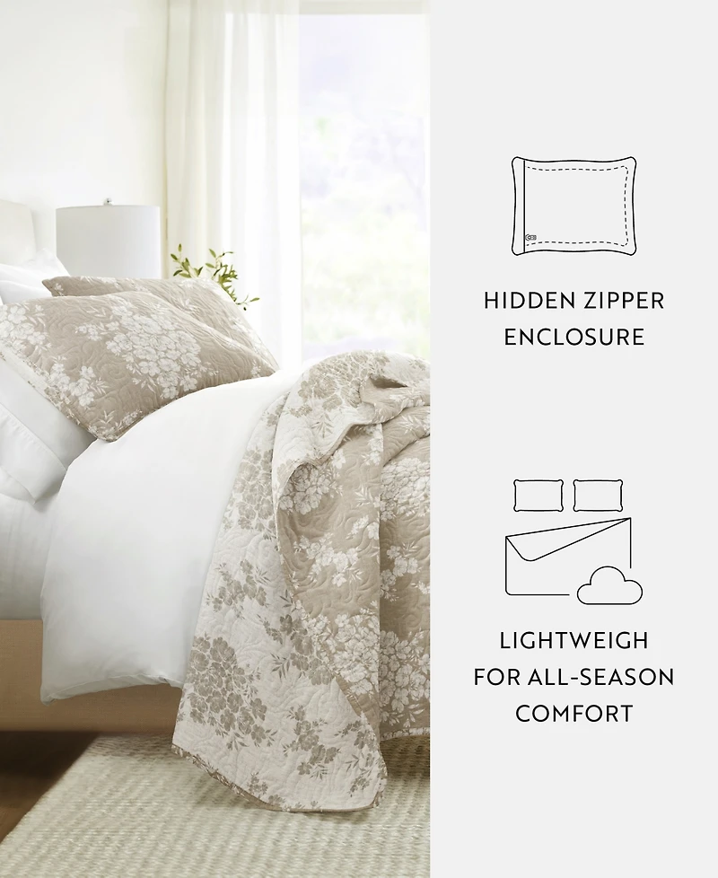 ienjoy Home Distressed Bouquet Reversible 3-Pc. Quilt Set, Full/Queen