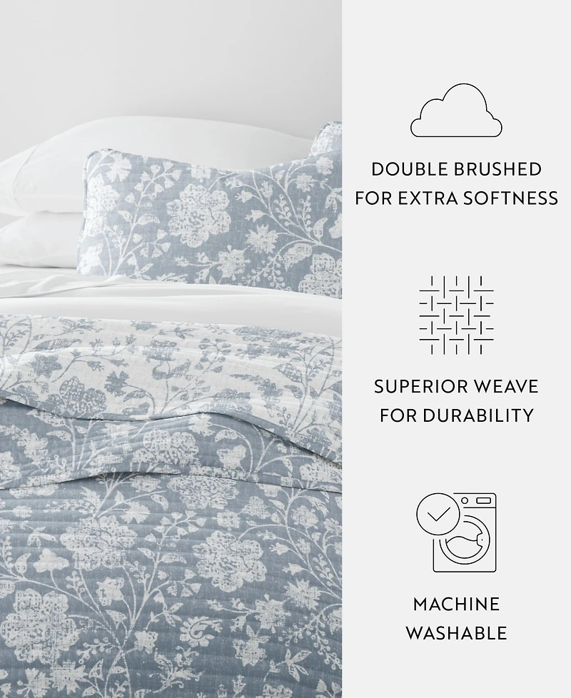 ienjoy Home Textured Floral Reversible 3-Pc. Quilt Set, King/California King