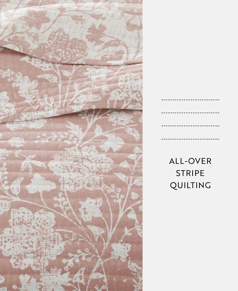 ienjoy Home Textured Floral Reversible 3-Pc. Quilt Set, King/California King