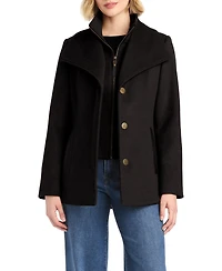 Vince Camuto Women's Short Wool Coat With Fixed Bib