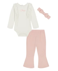 Juicy Baby Girls 3-Piece Bodysuit, Pant and Headband Set
