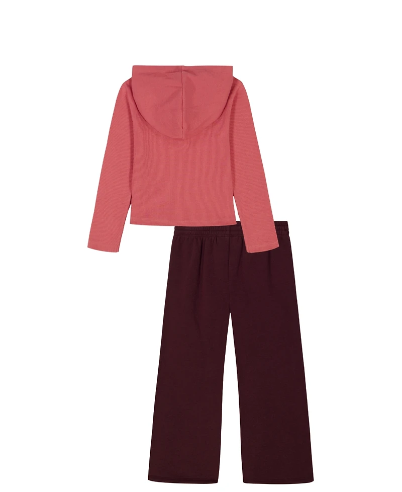 Tommy Hilfiger Toddler and Little Girls 2-Piece Hoodie Wide-Leg Pants Set