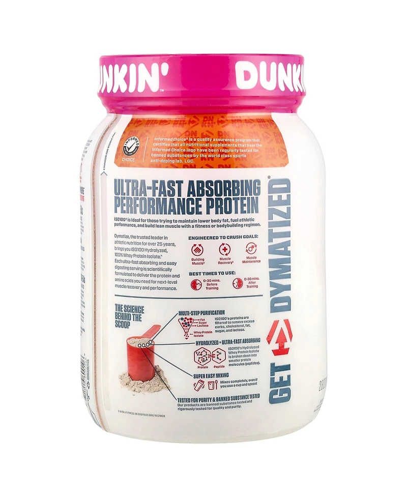 Dymatize ISO100 Hydrolyzed 100% Whey Protein Isolate Dunkin' Cappuccino