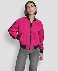 Dkny Women's Long-Sleeve Quilted Bomber Jacket
