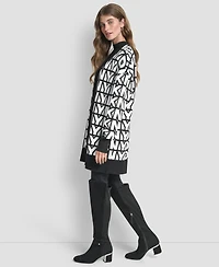 Dkny Women's Repeat Logo Open-Front Cardigan Sweater