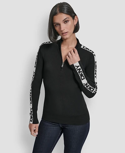 Dkny Women's Quarter Zip Mock Neck Sweater