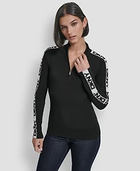 Dkny Women's Quarter Zip Mock Neck Sweater