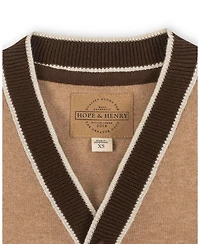 Hope & Henry Boys Organic Long Sleeve Tipped Cardigan Sweater