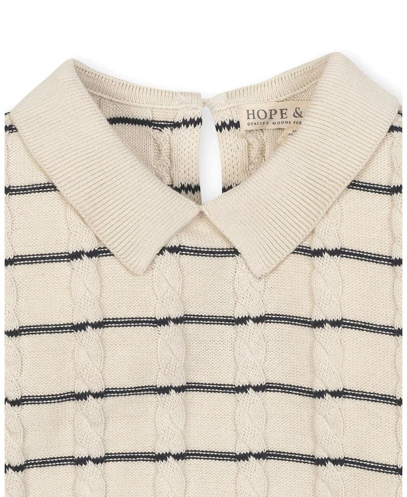 Hope & Henry Little and Big Girls' Organic Long Sleeve Peter Pan Collar Sweater Dress