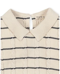 Hope & Henry Little and Big Girls' Organic Long Sleeve Peter Pan Collar Sweater Dress