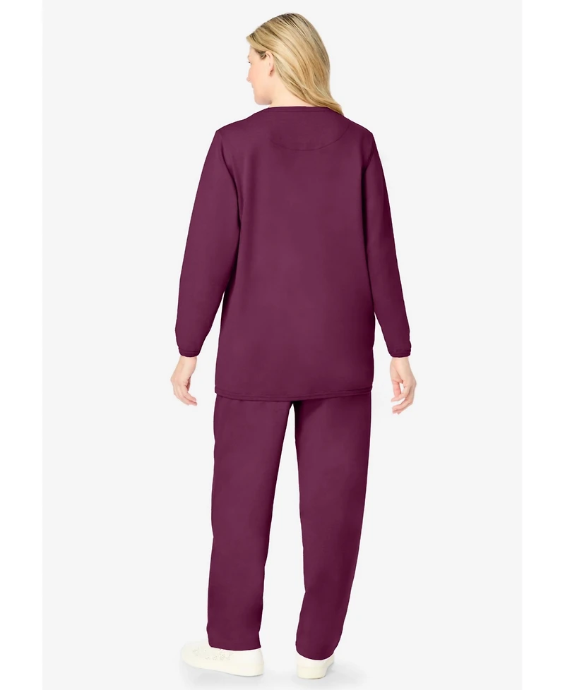 Woman Within Plus Petite Fleece Sweatshirt Set