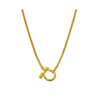 Lucky Lock Carabiner Necklace – Two-Tone Mixed Metal Horseshoe Pendant Chain