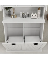 Casainc Tall Tilt-Out Laundry Cabinet with 2 Compartments and Adjustable Shelves
