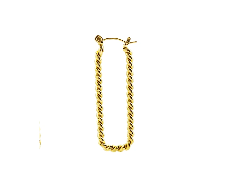 Rebl Jewelry Rectangle Twist Hoop Earring