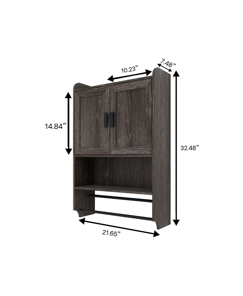 Casainc Bathroom Wall Cabinet with Doors, Adjustable Shelf, Towel Bar, and Paper Holder