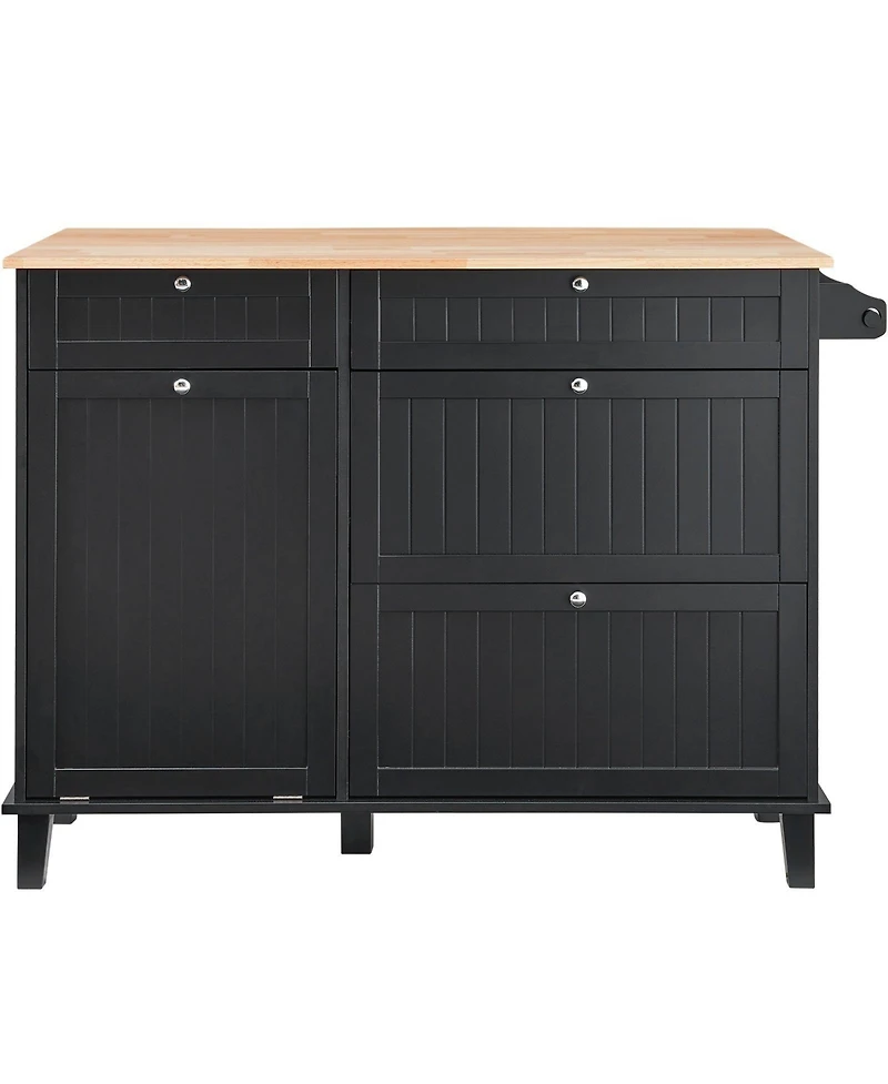 Kitchen Cart with Drawer and Concealed Trash Cabinet, Ideal for Tidy Kitchens