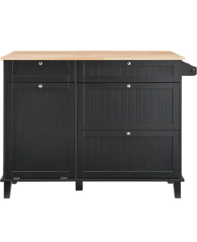 Kitchen Cart with Drawer and Concealed Trash Cabinet, Ideal for Tidy Kitchens