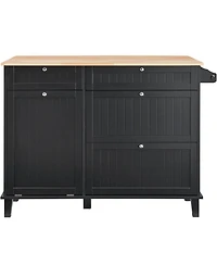 Kitchen Cart with Drawer and Concealed Trash Cabinet, Ideal for Tidy Kitchens