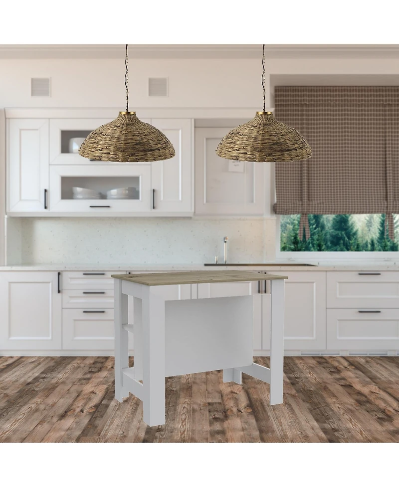 Slickblue Modern Kitchen Island with Storage Shelves and Drawer, Freestanding Design