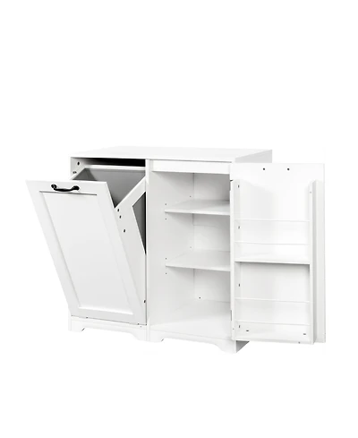 Casainc Laundry Cabinet with Doors, Tilt-Out Hamper, and Adjustable Shelf