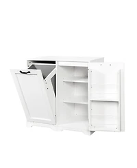 Casainc Laundry Cabinet with Doors, Tilt-Out Hamper, and Adjustable Shelf