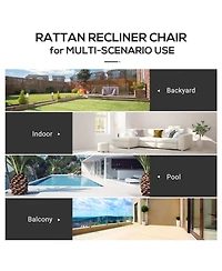 Outsunny Outdoor Recliner Chair, Cushioned, &