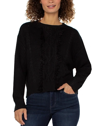 Liverpool Los Angeles Women's Long Sleeve Mock Neck Fringe Sweater