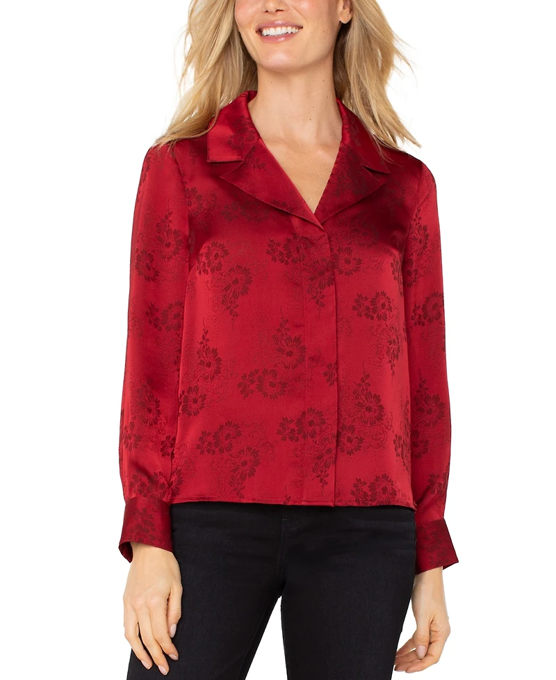 Liverpool Los Angeles Women's Long Sleeve Hidden Placket Woven Shirt