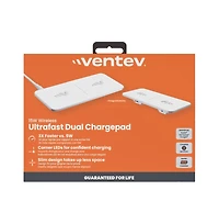 Ventev 15W Ultrafast Wireless Dual Chargepad-White