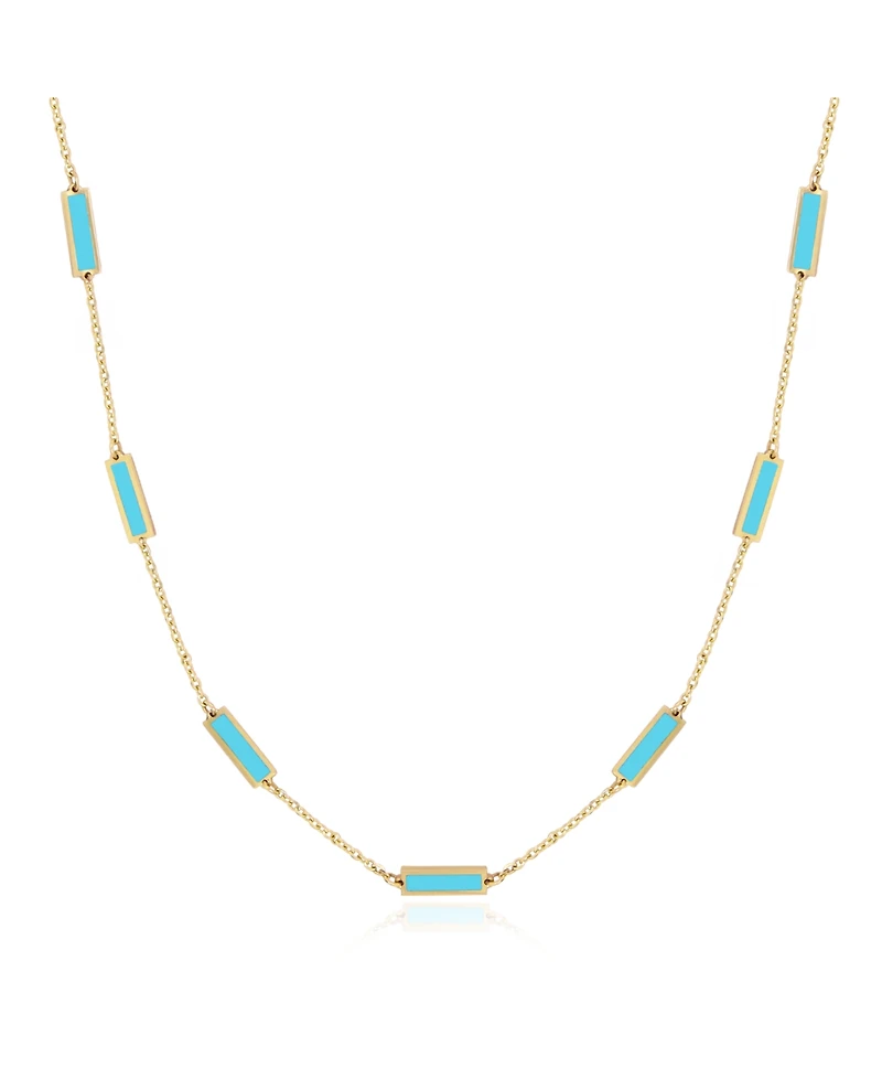 The Lovery Turquoise Bar Chain Necklace 14K Gold
