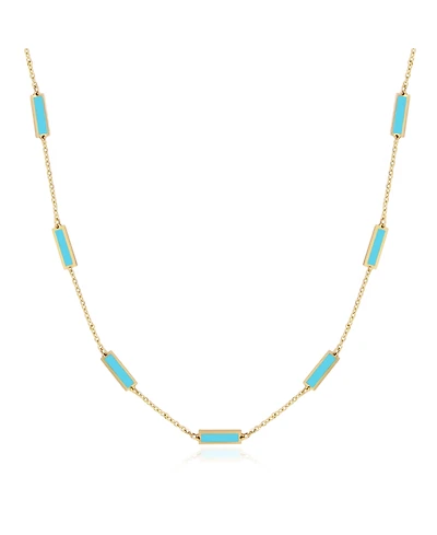 The Lovery Turquoise Bar Chain Necklace 14K Gold