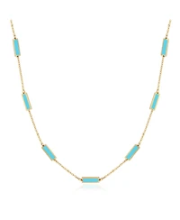 The Lovery Turquoise Bar Chain Necklace 14K Gold