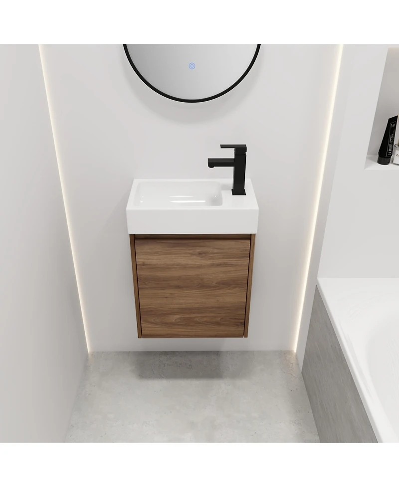 Casainc 18 Inch Floating Vanity with Single Sink for Compact Bathroom Spaces