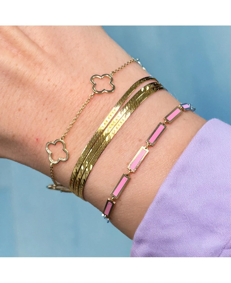 The Lovery Bubblegum Pink Bar Bracelet 14K Gold