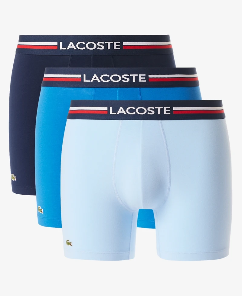 Lacoste Men's 3-Pack Regular-Fit Stretch French Flag Boxer Briefs