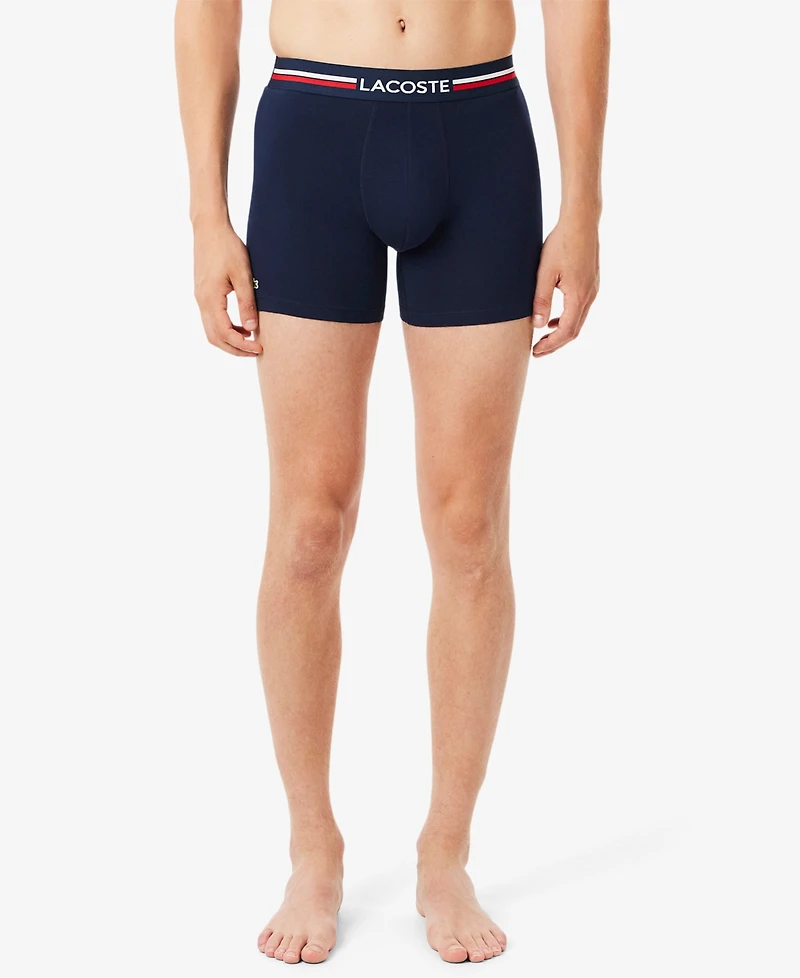 Lacoste Men's 3-Pack Regular-Fit Stretch French Flag Boxer Briefs