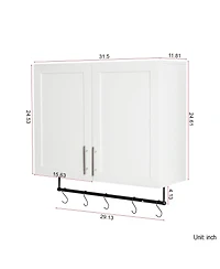 Casainc Bathroom Wall Cabinet with Adjustable Shelf, Towel Bar, and 5 Hooks