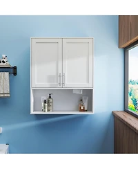 Casainc Wall Mount Bathroom Mirror Cabinet with Dual Doors and Tissue Slot
