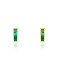 The Lovery Malachite Bar Stud Earrings 14K Gold