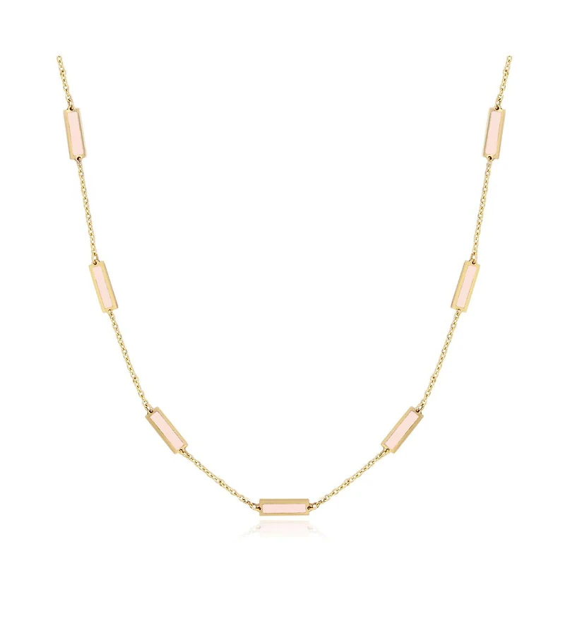 The Lovery Pink Pearl Bar Chain Necklace 14K Gold