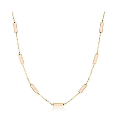 The Lovery Pink Pearl Bar Chain Necklace 14K Gold