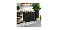 Ironck Rolling Kitchen Island with Drop Leaf, Storage Cabinet, Drawer, Black