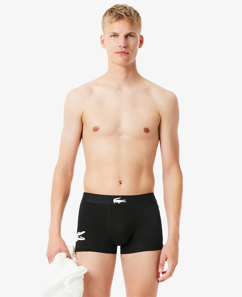 Lacoste Men's 3-Pack Regular-Fit Big Croc Logo Trunk Underwear