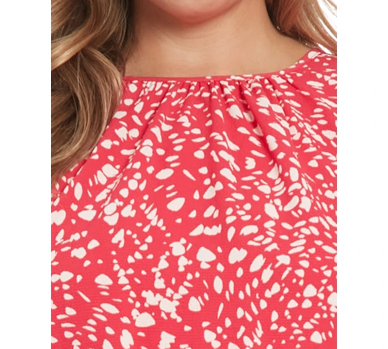 London Times Plus Printed Caterpillar Sleeve Dress