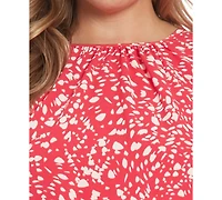 London Times Plus Printed Caterpillar Sleeve Dress