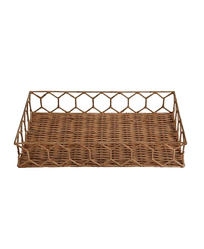 Jonathan Y Honeycom Rustic Bohemian Hand-Woven Rattan Tray